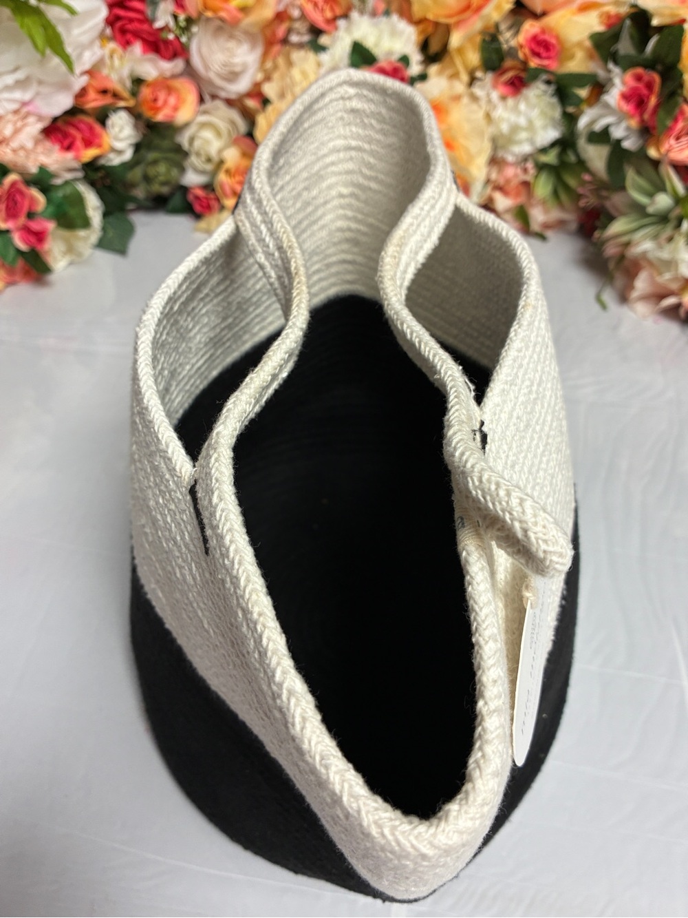 Mia Mélange Liquorice X-Large Organic Cotton Rope Cylinder Basket Black Ivory - Picture 4 of 14